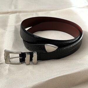 Paul Frederick Black Crocodile Embossed Belt